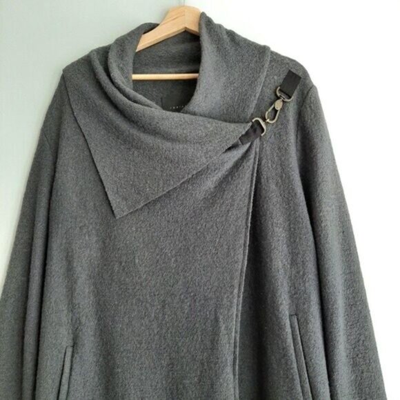 TOBIAS Wool Blend Modern Wrap Cardigan / Light Coat Gray Sz L - Picture 3 of 15